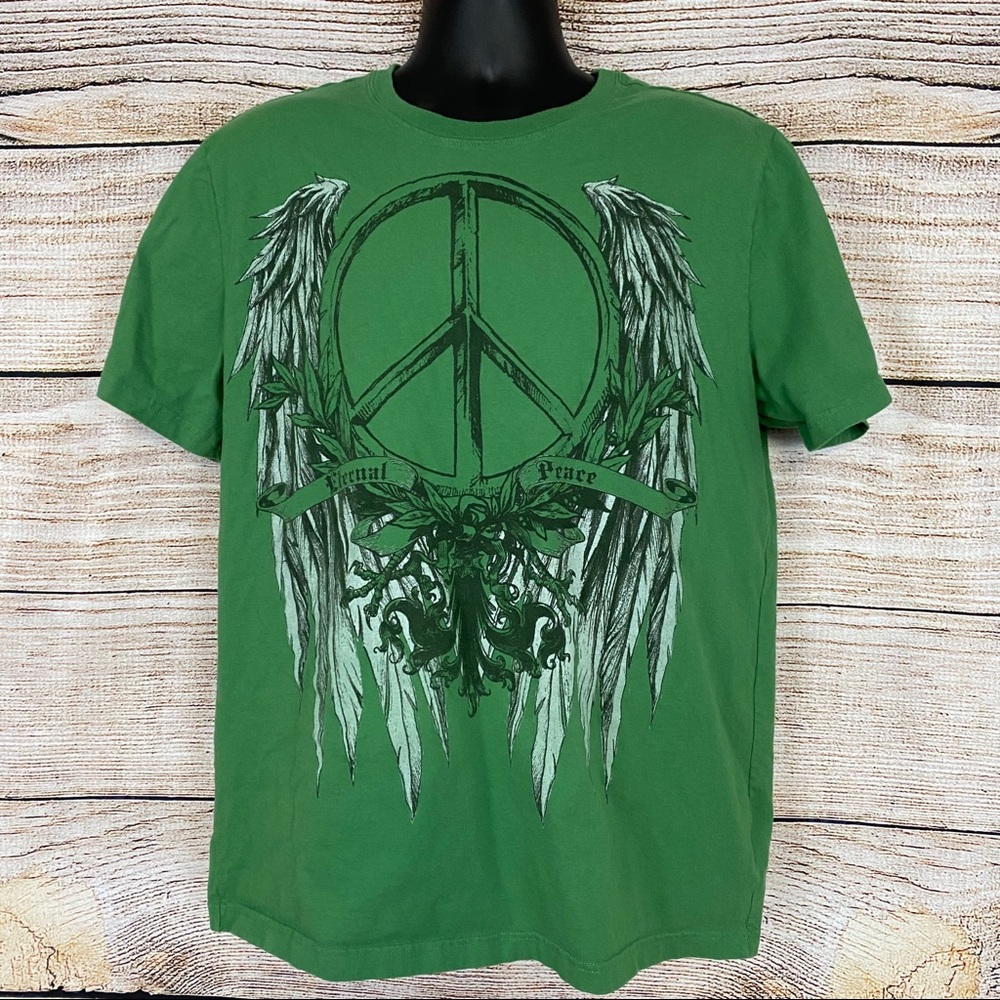 2/$15 Eternal Peace Organic Cotton Green Graphic Tee